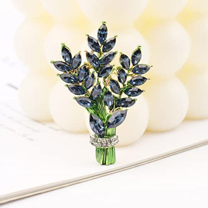 Lavender flower brooch crystal rhinestone tulip brooch elegant accessories jewelry women brooches and pins fashion jewelry wedding flowers lapel pin - color: Blue lavender flower