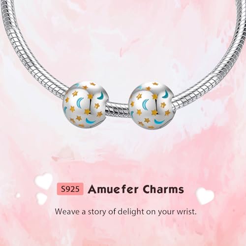 Clip Stopper Spacer Charms for Bracelets Necklaces, Compatible with Pandora,Jewery Making DIY - style: Spacer Glow-in-the-dark Stars and Moon