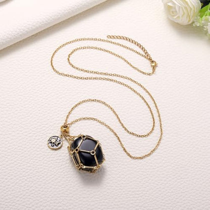 MIXJOY Black Obsidian Crystal Necklace for Women, Sun and Moon Celestial Pendant Protection Gift for Halloween Christmas - style: Large