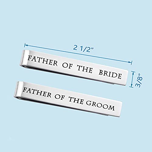 Father of the Bride and Groom Gifts - Wedding Tie Clips for Groomsmen From the Bride - Stainless Steel Tie Bars - color: Set of 2 White