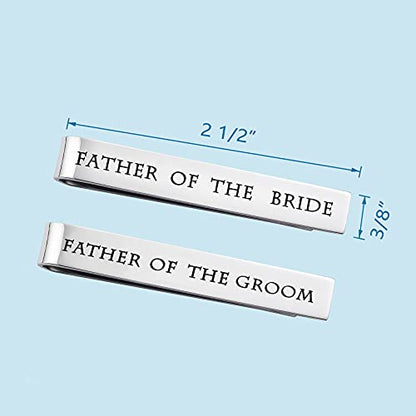 Father of the Bride and Groom Gifts - Wedding Tie Clips for Groomsmen From the Bride - Stainless Steel Tie Bars - color: Set of 2 White