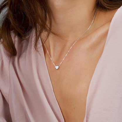 BAYLAY Heart Necklace for Women Girls, 18K Gold Plated Heart Pendant Charm Necklace Dainty Gold Necklace for Women Gold Jewelry Gifts for Mom Grandma Wife - color: Silver, style: Silver - Cute Heart
