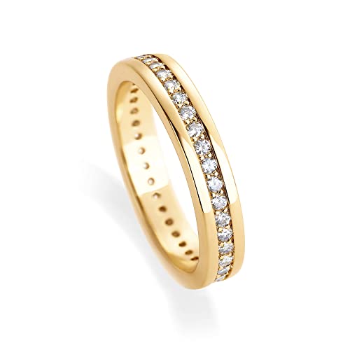 PAVOI 18K Gold Plated Stacking Tiny Cubic Zirconia Band | Eternity Rings for Women | Thumb Ring - color: Yellow Gold