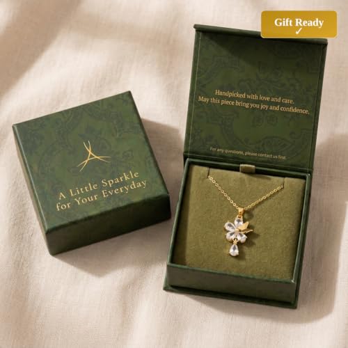 Gold Plated Whimsical & Nature Inspired Pendant Necklace for Women - 3D Charm Jewelry for Tea Lovers, Good Luck & Layering, Adjustable Chain