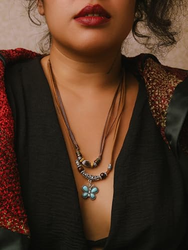MINACHI Layered Boho Wood Bead Choker Necklace, Hollow Flower Charm, Personality Jewelry for Men and Women - style: Necklace R23-049