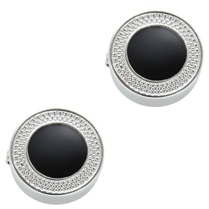 Mens Button Covers Tuxedo Shirt Cufflinks Alternative | Fake cufflinks and alternative fashion jewelry accessories for mens formal business dress shirts suits and groomsmen - color: K Silver B