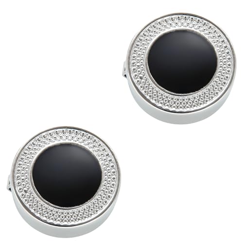 Mens Button Covers Tuxedo Shirt Cufflinks Alternative | Fake cufflinks and alternative fashion jewelry accessories for mens formal business dress shirts suits and groomsmen - color: K Silver B