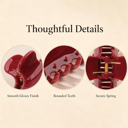 Ivyu 4-Inch Large Rounded Rectangle Hair Claw Clip for Women, Strong Hold | Smooth rounded teeth and a strong spring provide a secure hold for full updos on fine to medium hair. - color: Red