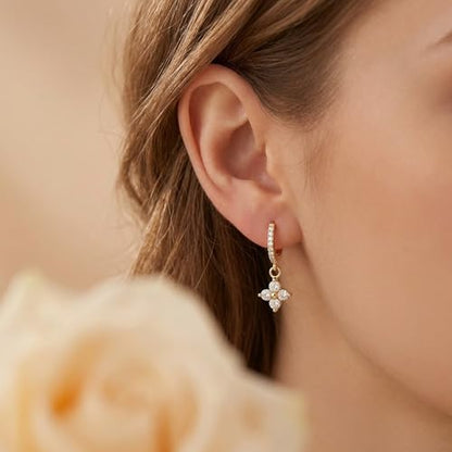 Mchic Dangle Earrings for Women: 18K Gold Plated CZ Drop Earrings Dainty Trendy Hypoallergenic Teardrop Bridal Wedding Style, Sparkly Elegant Dangling Jewelry Gift for Women Bridesmaid Prom Formal - color: Style 6-Gold