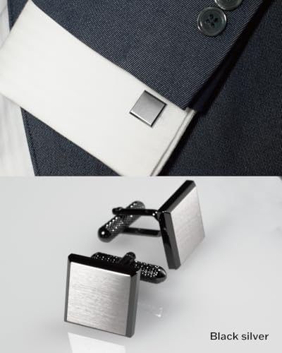 [TAVARAT] Cufflinks for Men cuff links mens Black Silver Light Gold Tps-166 - style: black silver (Tps-166)