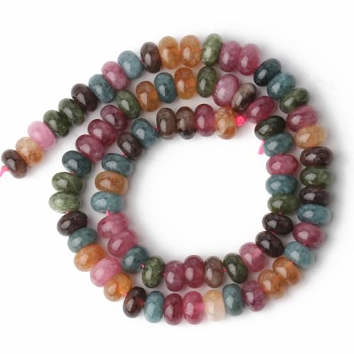 Songxi 5x8mm Dark Tourmaline Rondelle Beads, 75PCS Spacer Round Loose Abacus Beads for Jewelry Making, Gemstone for Bracelet Necklace Earrings, Arts and Crafts - color: Dark Tourmaline