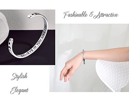 SAM & LORI Personal Bracelets for Teens/Women-Inspirational Jewelry Gifts (Various Designs) for Daughter/Sister/Mom/Friends-Adjustable Bracelet in a Pretty Gift Box - style: Believe in you like I do-Moon Star