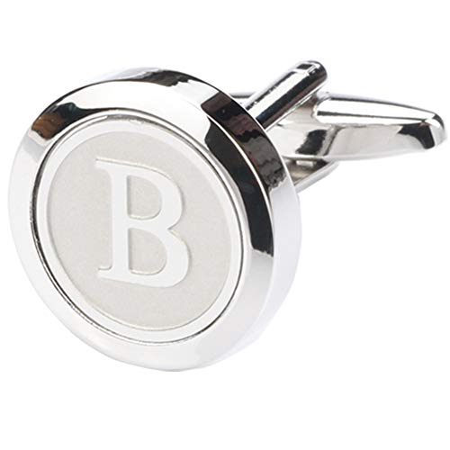 Mens Classic Stainless Steel Initial Cufflinks 26 Alphabet Initial Letter Cufflinks Business Wedding Shirts A-Z - style: B