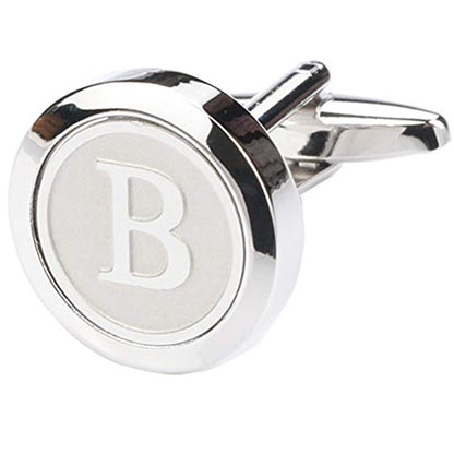 Mens Classic Stainless Steel Initial Cufflinks 26 Alphabet Initial Letter Cufflinks Business Wedding Shirts A-Z - style: B