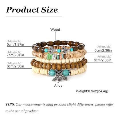 Long tiantian Boho Bracelets for Women Stackable Wooden Bracelet Western Beaded Bracelet Stack Boho Fashion Trendy Jewelry Gifts - color: A6:boho bracelets