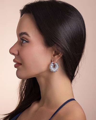 18K Gold Plated Chunky Curve Twisted Open Hoop Statement Stud Earrings with CZ for Women by SNGIA, Large Handmade Spiral Texture Braided Formal Trendy Hoop Jewelry Gifts, Big Circle Geometric Shell Beachy Vacation Fashion Hanging Earrings Accessories, Vin