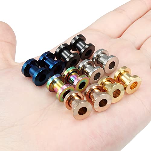 Vsnnsns 14G 12G 8G 6G 4G 2G 0G 00G Stainless Steel Ear Tunnels Screw Fit Ear Plugs Tunnels Gauges Set 1.6MM 2MM 3MM 4MM 5MM 6MM 8MM 10MM - color: 2G-6.0mm