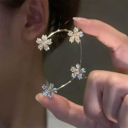 Gold Plated Zircon Butterfly Ear Cuff Clip Non Piercing Wrap Jewelry Earring New-Right-Silver Tassel(1pc) - color: Right-silver Tassel(1pc)