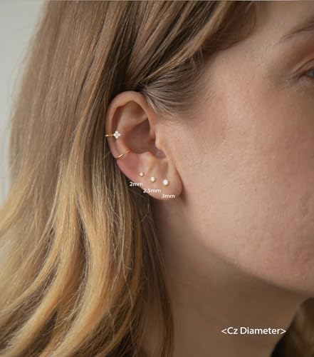 20G/18G/16G Flat Back Earrings Tiny Nose Stud, Cartilage Earring Threadless Tragus Helix Stud Conch Piercing Jewelry - color: SET-stud&hoop, size: 16 gauge (1.2mm post)
