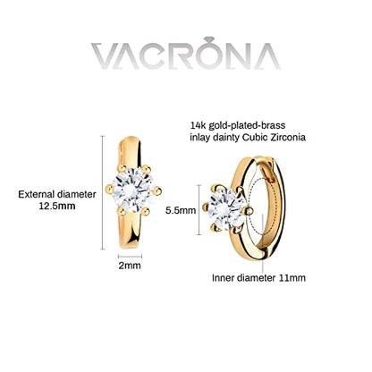 Cubic Zirconia Huggie Earrings 14k Gold Plated Tiny Earrings Small Huggie Hoop Earrings Simple Lightweight Hoops Gift for Women - color: Claw