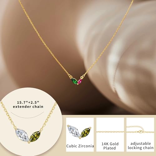 2026 Graduation Gifts Birthstone Necklace for Women Dainty Gold Necklace with 2 Birthstone Birthday Gift for Her Teen Girl Gift Trendy Stuff for Her Mom Daughter Girlfriend Friend Christmas Stocking Stuffers - color: 01-08 Jan & Aug, style: 1A
