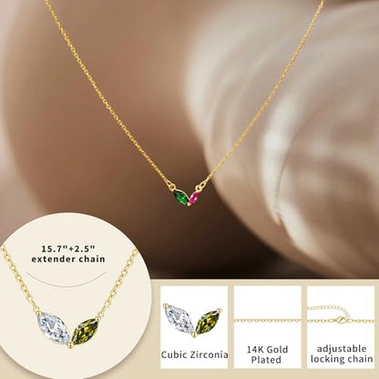 2026 Graduation Gifts Birthstone Necklace for Women Dainty Gold Necklace with 2 Birthstone Birthday Gift for Her Teen Girl Gift Trendy Stuff for Her Mom Daughter Girlfriend Friend Christmas Stocking Stuffers - color: 02-12 Feb & Dec, style: 1A