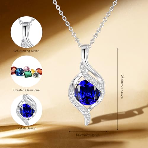 FANCIME Birthstone Necklace for Women Jewelry Gift for Her | Infinity Love Pendant Sterling Silver, Birthday Gift for Women, Adjustable 16+2" - color: 09 - Created Sapphire