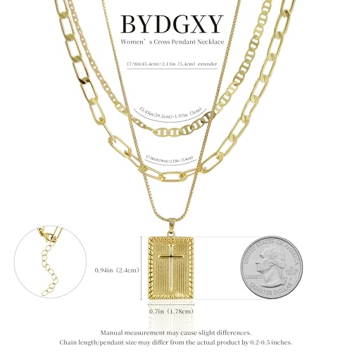 Cross Necklace for Women Girls, 14K Gold Plated Dainty Pendant Necklaces Set, Cute Trendy Faith Christian Religious Everyday Jewelry Gifts Aesthetic Accessories Non Tarnish