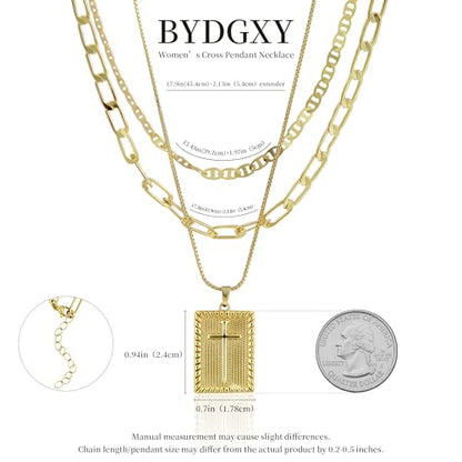 Cross Necklace for Women Girls, 14K Gold Plated Dainty Pendant Necklaces Set, Cute Trendy Faith Christian Religious Everyday Jewelry Gifts Aesthetic Accessories Non Tarnish
