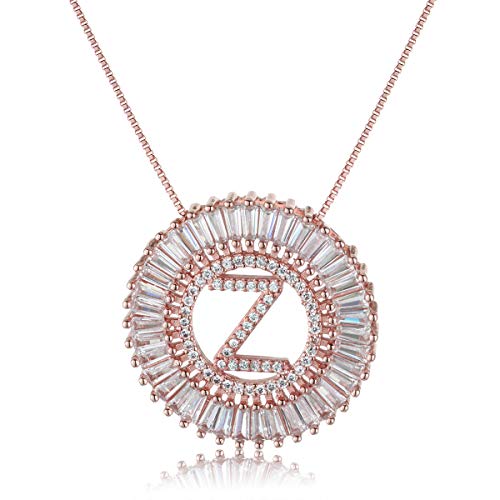 COTTVOTT A-Z Alphabet Pendant Necklaces Charms Women Initial Letter Chain Necklace 4 Colors - style: Rose Gold-Z