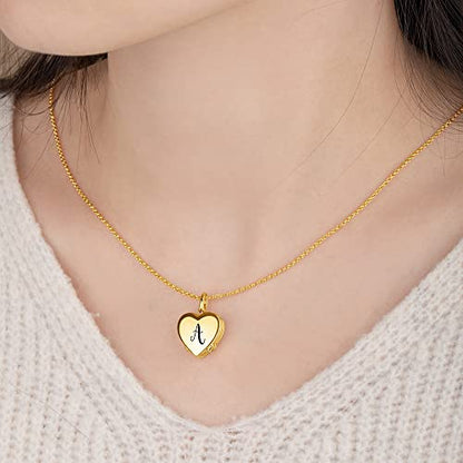 Personalized Photo Locket Necklace that Holds Pictures Sterling Silver Jewelry Gifts for Women Girls Custom Photo Lockets Pendant Necklace Picture Locket Memorial Jewelry Heart Wing Four Leaf Oval - color: Four leaf