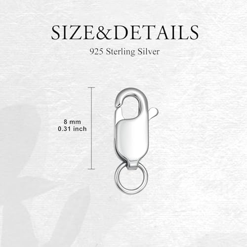 925 Sterling Silver Lobster Clasp for DIY Necklace Bracelet Jewelry Making, Double Spring Clasp with Closed Jump Rings, Necklace Extender Clasp Connector Bracelet Extension (Style 10) - style: Style 10