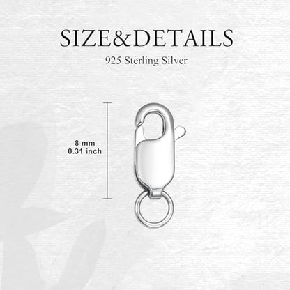 925 Sterling Silver Lobster Clasp for DIY Necklace Bracelet Jewelry Making, Double Spring Clasp with Closed Jump Rings, Necklace Extender Clasp Connector Bracelet Extension (Style 10) - style: Style 10