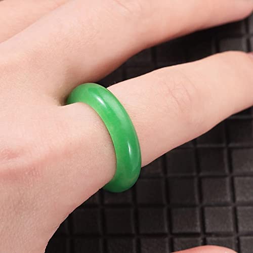 GIGB PBDK Natural Crystal Green Jade Ring for Woman Men,Minimalist Good Luck Ring Green Jade Rings Fengshui Cinnabar thumb Rings Valentine's Day Birthday jewelry - size: 7