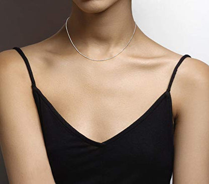 Miabella 925 Sterling Silver or 18K Gold Plated Italian 1mm Adjustable Solid Thin Bolo Box Chain Necklace for Women / 14-24 Inch Slider/Made in Italy - style: sterling silver