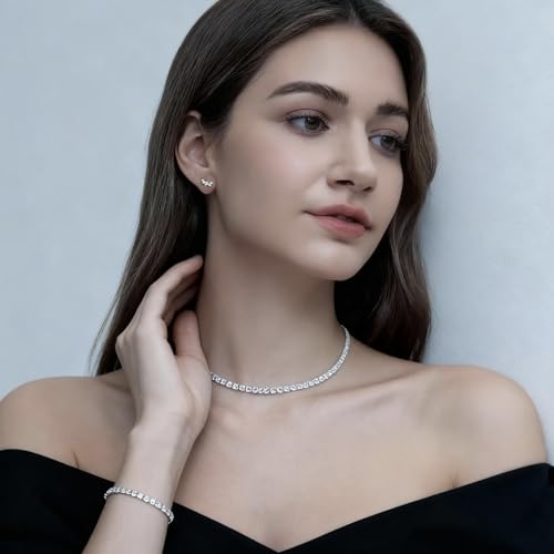 Crystal Wedding Jewelry Set, Necklace Earrings, for Accessories | Silver jewelry design, suitable almost occasions, non fading, non oxidizing, Valentine's Day gift, wedding jewelry sets - color: D