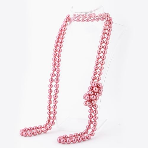 BABEYOND Long Pearl Necklace Faux Pearls Necklace Set Beaded Long Pearls Necklace 1920s Gatsby Costume Jewelry - color: Dusty Pink