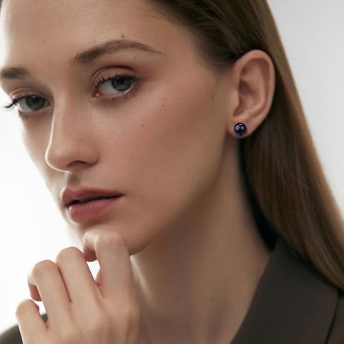 12 Pairs Colorful Pearl Stud Earrings for Women Stainless Steel Small Studs Set - color: Pearl: 10mm