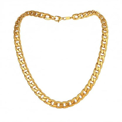 Necklace for Men Stainless Steel Statement Cuban Chain Necklace Gold/Silver/Black Plated 7mm Chain Hip Hop Jewelry 18/20/22/24/26/28/30 Inch - color: 7mm-Gold Cuban Chain, size: Length 30 Inch