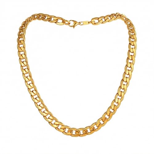 Necklace for Men Stainless Steel Statement Cuban Chain Necklace Gold/Silver/Black Plated 7mm Chain Hip Hop Jewelry 18/20/22/24/26/28/30 Inch - color: 7mm-Gold Cuban Chain, size: Length 28 Inch