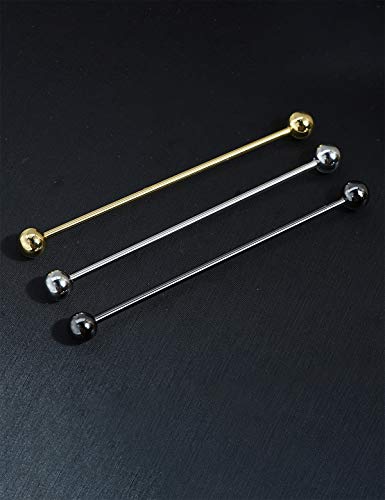 3PCS Classic Ball Head Brass Shirt Collar Bar Tie Pins Set for Men Wedding Business with Gift Box - color: Ball Head