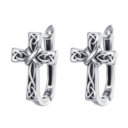 Blue Evil Eye/Celtic/Owl/Moonstone/Paw Print/Cubic Zirconia Hoop Earrings for Women 925 Sterling Silver Women Earrings Jewelry - style: Celtic cross