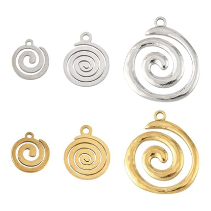 8-64Pcs Silver Goldern Color Heart Pendants Charms 10 Styles Heart Stainless Steel Metal Charms for Jewelry Making Crafting Necklaces Bracelets Earrings Keychains Birthday Gift - color: SpiralA-12 pcs