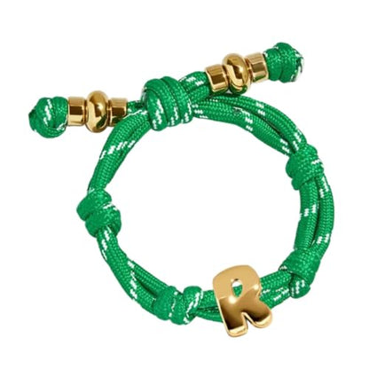 VLINRAS Bubble Initial Bracelet for Women Men, Green & Blue Knotty Puffy Letter Bracelets Gifts for Mom Dad Friends - color: Green- R