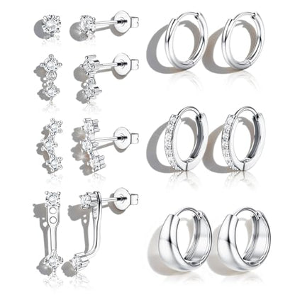 BESTEEL 7Pairs Hypoallergenic Gold Plated Earrings for Women Earring Stacks | Trendy Small Stud Huggie Hoop Earring Stacks Set Surgical Steel Cartilage Helix Jewelry for Sensitive Ears Birthday Gifts - style: S - Chunky