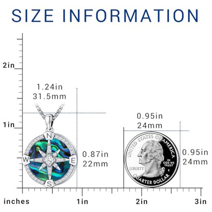 Compass Necklace for Women Men 925 Sterling Silver Pendant Urn Necklaces for Ashes Picture Locket Necklace Anchor Necklace Viking Necklace Crystals CZ Moonstone Abalone Shell Turquoise Compass Jewelry - color: Q-F-Compass Picture Locket, style: Locket