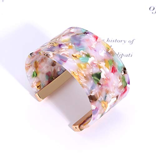 FAERLIIRY Cuff Bracelet for Women Acrylic Resin Bracelets Statement Bangle Bracelet Adjustable Bracelet Wide Chunky Bracelets for Women - color: Floral