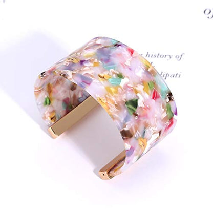 FAERLIIRY Cuff Bracelet for Women Acrylic Resin Bracelets Statement Bangle Bracelet Adjustable Bracelet Wide Chunky Bracelets for Women - color: Floral