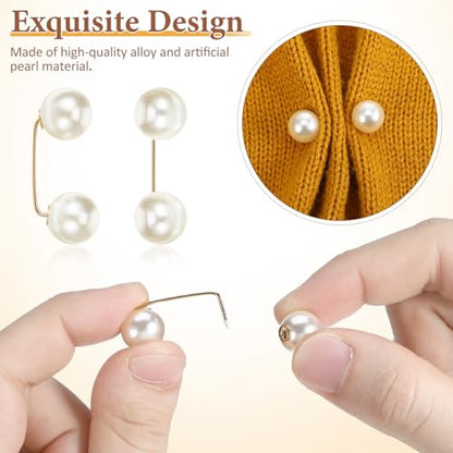 6 PCS Pearl Brooch Pins_Pearl Safety Pins Sweater Clips Brooch Safety Pi·ns Alloy Faux Jewelry Brooches Clothing Buttons Pear·l Pi·n Clasp for Women Dress Skirt Shirt Collar and Shawl
