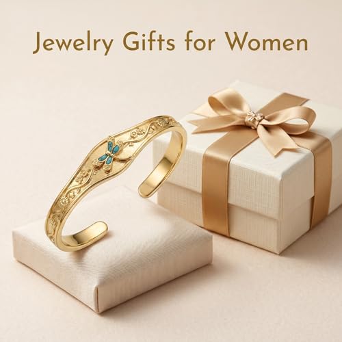 Dragonfly Cuff Bracelet 14K Gold Plated Dragonflies Bangle Bracelet Dragonfly Jewelry Gifts for Women